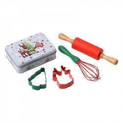 Kesper 69128 Children's Christmas Cookie Baking Set, 5 pieces, Storage Box, Multicolor