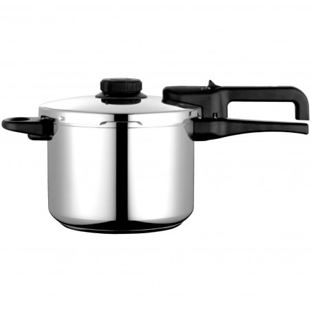 Oală sub presiune Fagor Dual Xpress 8 L, 30–90 kPa, 22 cm, 5 sisteme de protecție, fund cu 3 straturi, oțel inoxidabil 18/10, compatibilă cu plitele cu inducție, argintie