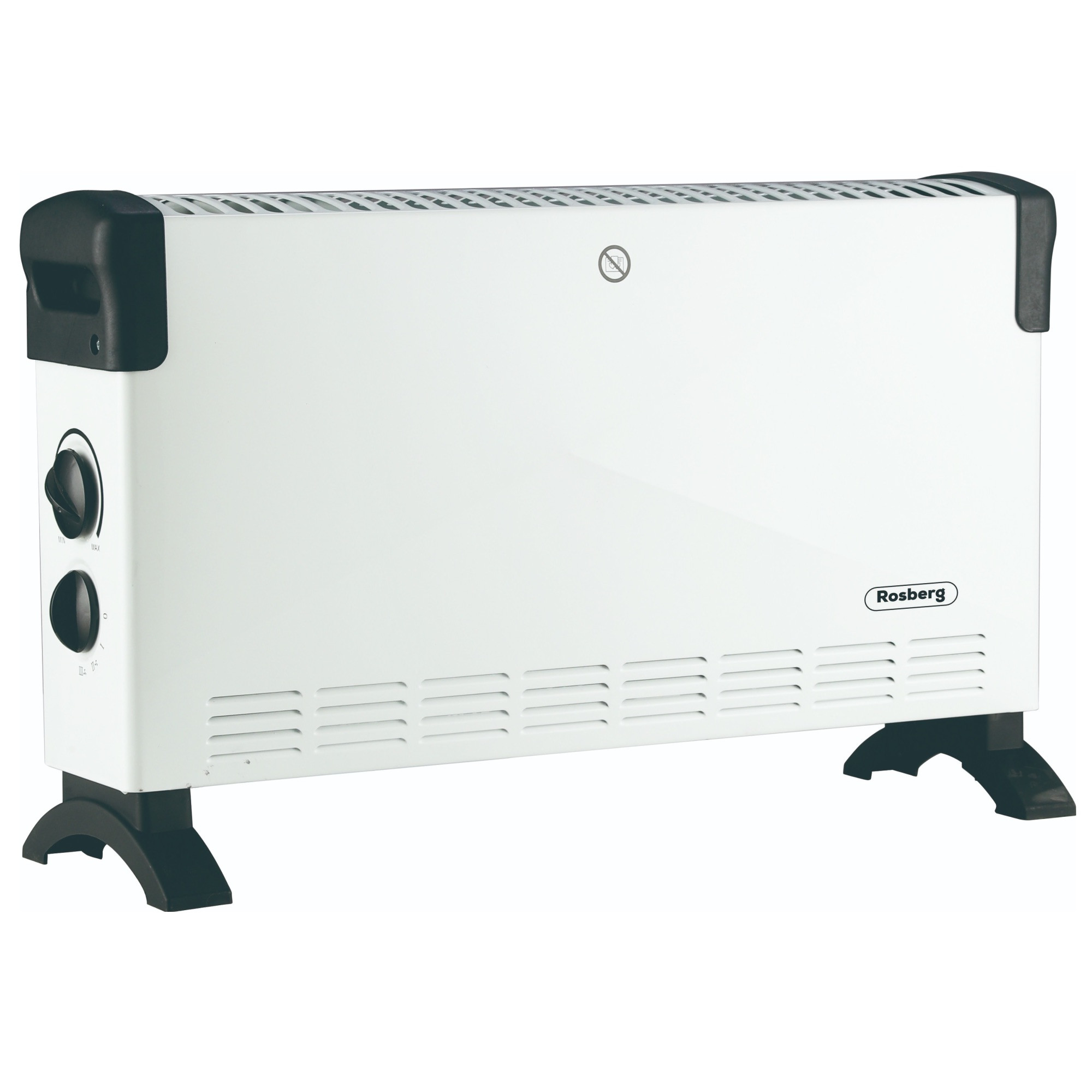 Convector electric Rosberg R51974FT, 2000W, 3 trepte, Ventilator turbo, Termostat, Protectie la supraincalzire, Alb