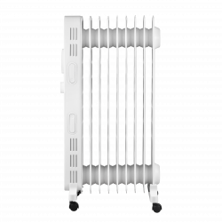 KUMTEL KUM-1225S Oil-Filled Radiator, 2000W, 9 fins, 3 settings, Adjustable thermostat, Casters, White