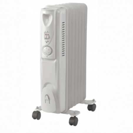 Lamarque LOH-92 Oil-Filled Radiator, 2000W, 9 fins, 3 settings, indicator lights, casters, white