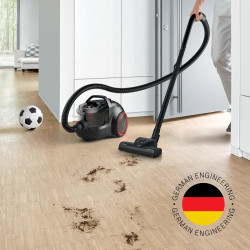 Bosch BGS21POW2 ProPower Series 4 Bagless Vacuum Cleaner, 750 W, 2 L, Power AirCycle, HEPA Filter, 78 dB, Black/Red