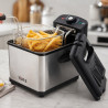 Oliver Voltz OV51980CG mini fritőz, 1000 W, 1,2 l, 0–190 °C, rozsdamentes acél, fényjelzők, rozsdamentes acél/fekete