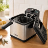Oliver Voltz OV51980CG mini fritőz, 1000 W, 1,2 l, 0–190 °C, rozsdamentes acél, fényjelzők, rozsdamentes acél/fekete