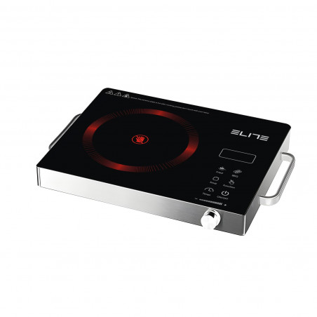 Plită cu infraroșu cu o singură zonă de gătit Elite EFP-1292TU, 2200 W, 20 cm, afișaj LED, comandă tactilă, cronometru, sticlă ceramică, oțel inoxidabil