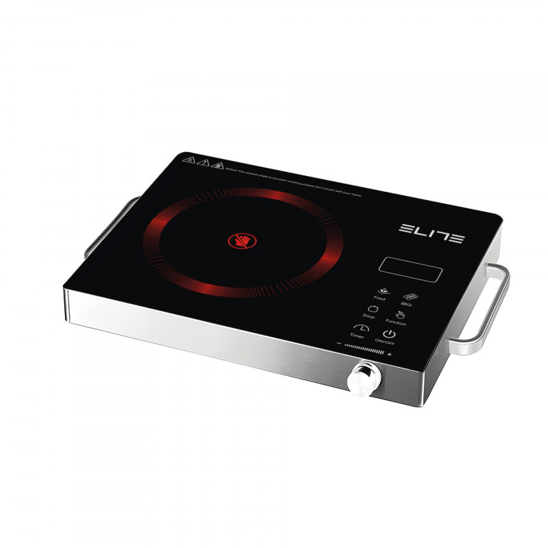 Μονή εστία υπέρυθρης ακτινοβολίας Elite EFP-1293TP, 2200 W, 20 εκ., οθόνη LED, χειριστήριο αφής, χρονοδιακόπτης, γυαλί-κεραμικό, ανοξείδωτο