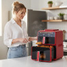 NostroLux Noir-Rogue NL51980CD Hot Air Fryer, 3000W, 4.5+6.5 L, 12 programs, Up to 200°C, 2 independent zones, Dehydration, Synchronization, Touchscreen, Timer, Red/Black