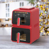 NostroLux Noir-Rogue NL51980CD Hot Air Fryer, 3000W, 4.5+6.5 L, 12 programs, Up to 200°C, 2 independent zones, Dehydration, Synchronization, Touchscreen, Timer, Red/Black