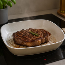 Swiss Haus SH-SCGP28CH Grill Pan, 28 cm, Sapphire Ceramic Coating, Induction, Champagne