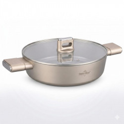 Swiss Haus SH-SCLC24CH Shallow Saucepan, 2.8 L, 24 cm, Sapphire Ceramic Coating, Oven-safe up to 160°C, Induction-compatible, Champagne