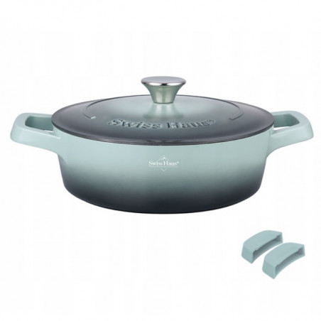 Плитка тенджера Swiss Haus Zurich Luxury Collection SH-ZLC28G, 28 см, 4.2 л, Sapphire-керамично покритие, Фурна до 220°C, Индукция, Мента/графит