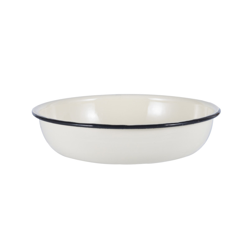 Castron emailat Rosberg R51222OR24, 24 x 5 cm, Margine rotunjita, Alb