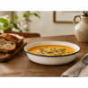 Castron emailat Rosberg R51222OR22, 22x5 cm, Margine rotunjita, Alb