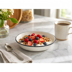 Rosberg R51222OR20 Enamel Bowl, 20x4.5 cm, Rounded Edge, White
