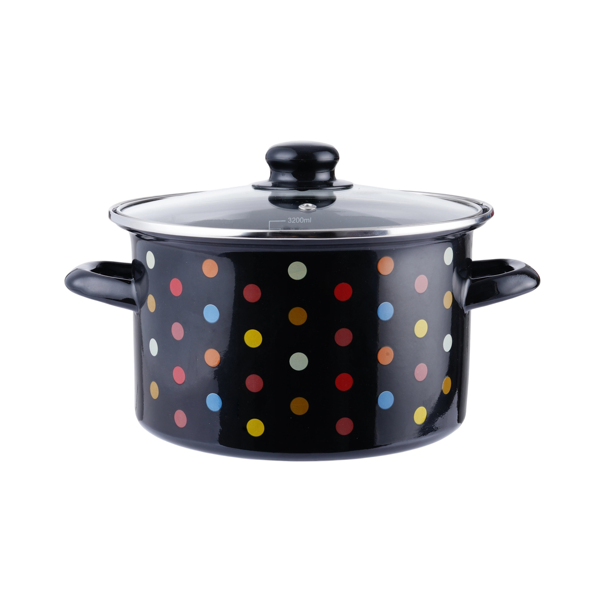Oala din otel emailata cu capac Rosberg Premium RP54518I20G, Ø20x12 cm, 2,65 l, Toate plitele inclusiv inductie, Negru