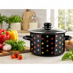 Rosberg Premium RP54518I24G fedeles serpenyő, Ø24x14 cm, 4,8 l, zománc, indukciós, fekete