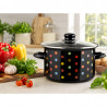 Oala din otel emailata cu capac Rosberg Premium RP54518I24G, Ø24x14 cm, 4,8 l, Toate plitele inclusiv inductie, Negru