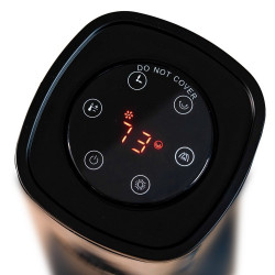 PTC Rosberg κεραμικός θερμαντήρας με ανεμιστήρα R51970IF, 1500W, 8 m2, 2 στάδια, εφέ φλόγας, ταλάντωση, τηλεχειριστήριο, Μαύρο