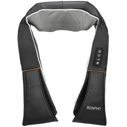 RENPHO U-Neck 1 shiatsu masszírozó, 24 W, 8 fej, 2 irány, 3 intenzitási szint, 47 °C-ig melegíthető, PU-bőr + lélegző anyag, fekete