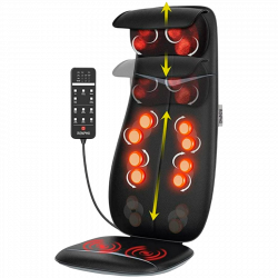 Perna de masaj Shiatsu RENPHO Neck & Back Massage Cushion - S-, 48W, 4 zone, 3 niveluri, Incalzire pana la 45°C, Reglabila, Telecomanda, Negru
