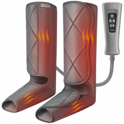 Συμπιεστικό μασάζ για τα πόδια RENPHO Foot & Calf Air Massager, 24W, Θέρμανση, 3 επίπεδα, Λειτουργίες μασάζ, Μνήμη, Ένδειξη θερμοκρασίας, Προστασίες, Γκρι