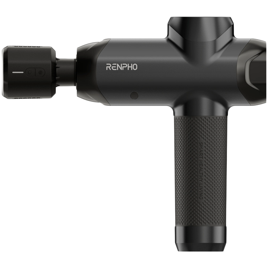 Масажен пистолет RENPHO Power+, 15W, 150 мин, 6 скорости, 1850-2600 об/мин, 4 степени охлаждане/затопляне, Таймер, Тъч скрийн, Bluetooth, Черен