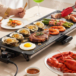 Swiss Haus Basel Premium SH-TP70 Teppanyaki Grill, 1800W, 70 x 23 cm, Ceramic Coating, Thermostat, Drip Pan, BPA- and PFAS-Free, Black