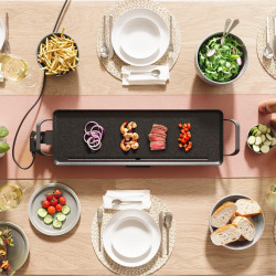 Swiss Haus Basel Premium SH-TP70 Teppanyaki Grill, 1800W, 70 x 23 cm, Ceramic Coating, Thermostat, Drip Pan, BPA- and PFAS-Free, Black