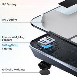 Смарт кантар RENPHO Elis Chroma, До 180 кг, 13 показателя, LED, RGB, Wi-Fi, Bluetooth, 8 профила, Разпознаване, Мобилно приложение, USB-C, Хром