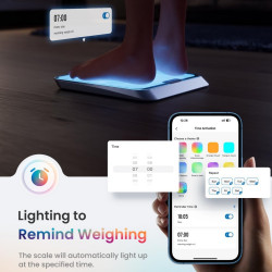 RENPHO Elis Chroma okosmérleg, 180 kg-ig, 13 mérési paraméter, LED, RGB, Wi-Fi, Bluetooth, 8 profil, felhasználófelismerés, mobilalkalmazás, USB-C, króm