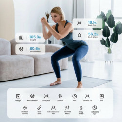 Smart cantar RENPHO Elis 1, Pana la 180 kg, 13 indicatori, Recunoastere a utilizatorului, Nr nelimitat de profiluri, Aplicatie mobila, LED, Sticla termorezistenta, Negru