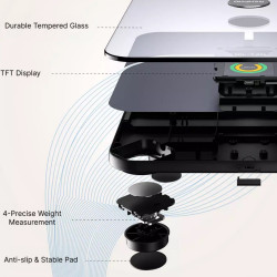 RENPHO Smart WiFi okos mérleg, 180 kg-ig, 13 mérési érték, felhasználófelismerés, mobilalkalmazásokkal való szinkronizálás, bioimpedancia-elemzés, USB-C, sötétkék