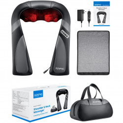 RENPHO U-Neck Go Portable Shiatsu Massager, 24W, 8 heads, 2 directions, 3 intensity levels, Heats up to 45°C, PU leather + breathable fabric, Black