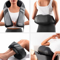 RENPHO U-Neck Go hordozható shiatsu masszírozó, 24 W, 8 masszírozófej, 2 irány, 3 intenzitási fokozat, 45 °C-ig melegíthető, PU-bőr + lélegző anyag, fekete