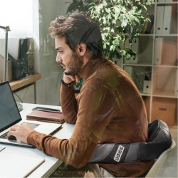 Φορητό μασάζ σιάτσου RENPHO U-Neck Go, 24W, 8 κεφαλές, 2 κατευθύνσεις, 3 επίπεδα έντασης, Θέρμανση έως 45°C, δερματίνη PU + αναπνεύσιμο ύφασμα, Μαύρο