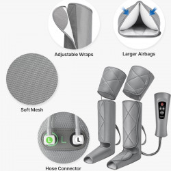 RENPHO Foot & Calf Air Massager, 24W, Heating, 3 Intensity Levels, Massage Modes, Memory, Heat Indicator, Safety Features, Gray