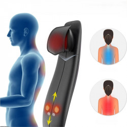 Perna de masaj Shiatsu RENPHO Neck & Back Massage Cushion - S-, 48W, 4 zone, 3 niveluri, Incalzire pana la 45°C, Reglabila, Telecomanda, Negru