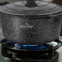 Тенджера Swiss Haus SH-MC28B, 7.1 л, 28 см, Sapphire-керамично покритие, Фурна до 220°C, Индукция, Черен
