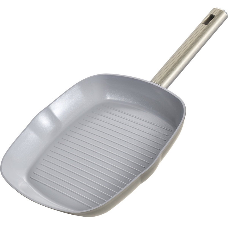 Swiss Haus SH-SCGP28CH Grill Pan, 28 cm, Sapphire Ceramic Coating, Induction, Champagne