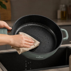 Cratita cu capac Swiss Haus Zurich Luxury Collection SH-ZLC28G, 28 cm, 4,2 l, Acoperire ceramica Sapphire, Cuptor pana la 220 °C, Toate plitele inclusiv inductie, Menta/Grafit