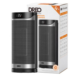 DREO Solaris 619 ventilátoros fűtőtest, 2000 W, 20 m², PTC, 5 üzemmód, 8-fokozatú védelem, időzítő, távirányító, 70°-os forgás, 5–35 °C, Fekete/szürke