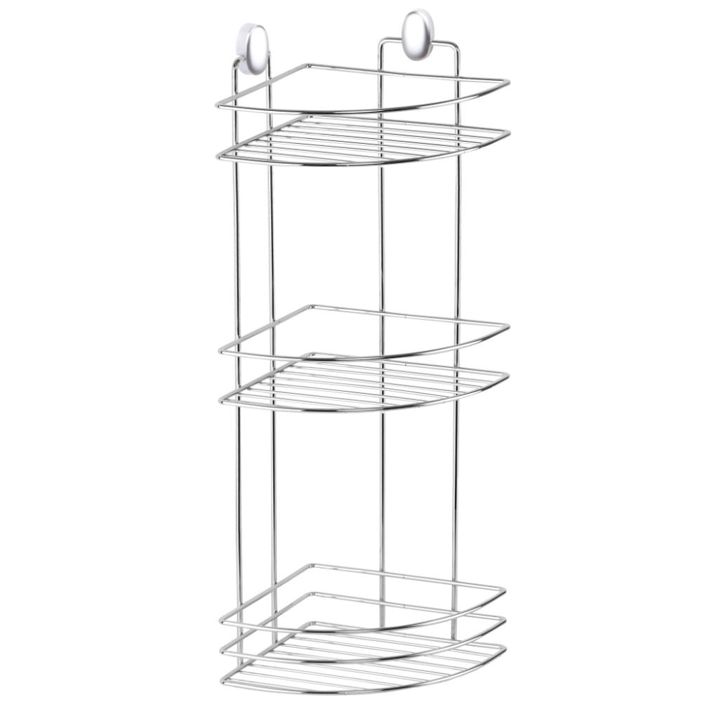 Ъглова етажерка за баня Metalife DKB-717, 3 нива, 18x18x50 см, Хром
