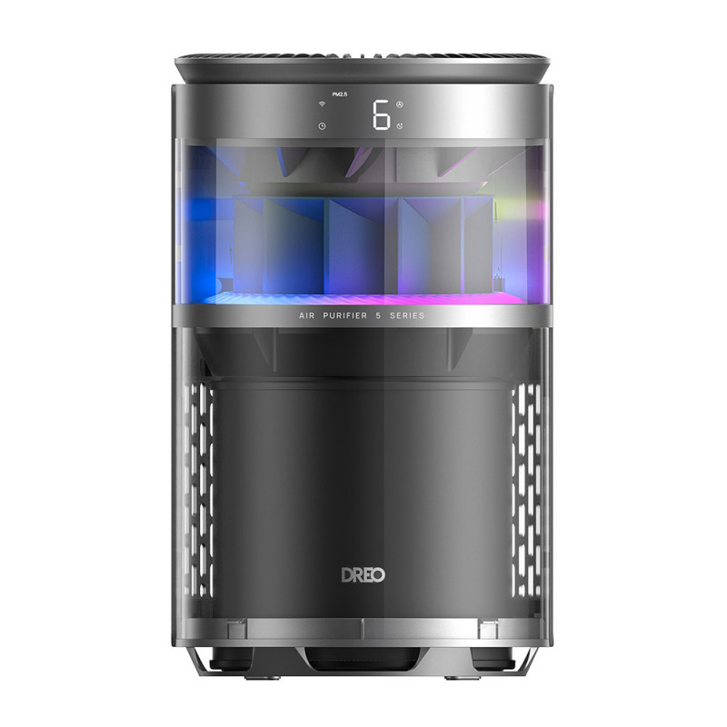 Καθαριστής αέρα DREO 530AS, 25 m², 221 m³/h, αναρρόφηση 360°, True HEPA, Wi-Fi, χρονοδιακόπτης, εξαιρετικά αθόρυβος, αισθητήρας ποιότητας αέρα, Μαύρο