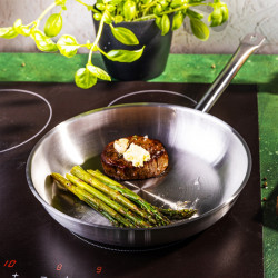 Tigaie Kinghoff KH 2019, Otel inoxidabil - 21CT, 24 cm, Uz casnic si profesional, Cuptor pana la 240°C, Toate plitele inclusiv inductie, Argintiu