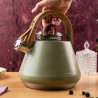 Ceainic cu fluier Klausberg KB 9062, 2,5 l, Otel inoxidabil, Maner care nu se incalzeste, Toate plitele inclusiv inductie, Verde