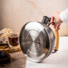 Kinghoff KH 1999 Whistling Teapot, 2.5 L, Stainless Steel, Cool-Touch Wooden Handle, Induction-Compatible, Matte Black