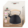 Kinghoff KH 1999 Whistling Teapot, 2.5 L, Stainless Steel, Cool-Touch Wooden Handle, Induction-Compatible, Matte Black