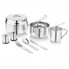 Kinghoff KH 2060 Camping Cutlery and Cookware Set, 9-Piece, Stainless Steel, Silver