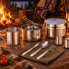 Kinghoff KH 2060 Camping Cutlery and Cookware Set, 9-Piece, Stainless Steel, Silver