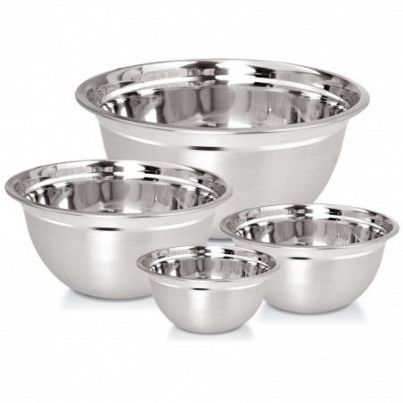 4 darabos Kinghoff KH 2059 keverő- és tálalóedény-készlet, 18–26 cm, rozsdamentes acél, széles perem, ezüst színű